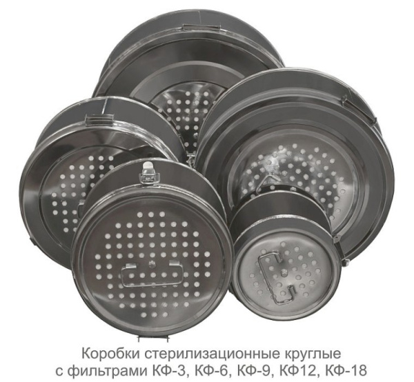 Коробки стерилизационные круглые с фильтрами КФ-3/6/9/12/18